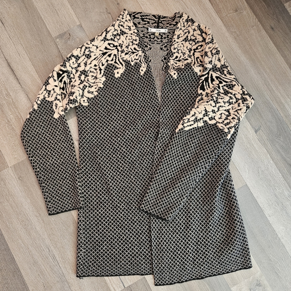 Sioni long sleeve open front cardigan medium size wool blend cashmere